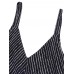 Sexy Women Spaghetti Strap V-Neck Striped Wide Leg Jumpsuit