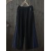 Women Wide Leg Elastic Waist Patchwork Loose Cotton Pants Women Wide Leg Elastic Waist Patchwork Loose Cotton Pants