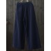 Women Wide Leg Elastic Waist Patchwork Loose Cotton Pants Women Wide Leg Elastic Waist Patchwork Loose Cotton Pants
