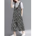 Wide Leg Women Cotton Loose Floral Print Sleeveless Jumpsuit