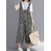 Wide Leg Women Cotton Loose Floral Print Sleeveless Jumpsuit