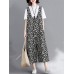 Wide Leg Women Cotton Loose Floral Print Sleeveless Jumpsuit
