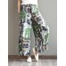 Ethnic Women Floral Print Elastic Waist Pants