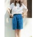 Casual Women Linen Elastic Waist Pure Color Shorts
