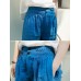 Casual Women Linen Elastic Waist Pure Color Shorts