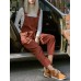 Casual Women Solid Color Cotton Linen Jumpsuit with Pockets