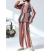 Women Casual Cotton Linen Striped Tops+Pants Set Women Casual Cotton Linen Striped Tops+Pants Set