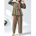 Women Casual Cotton Linen Striped Tops+Pants Set Women Casual Cotton Linen Striped Tops+Pants Set