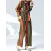 Women Casual Cotton Linen Striped Tops+Pants Set Women Casual Cotton Linen Striped Tops+Pants Set
