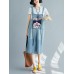 Women Casual Sleeveless Strappy Print Denim Jumpsuit Women Casual Sleeveless Strappy Print Denim Jumpsuit