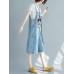 Women Casual Sleeveless Strappy Print Denim Jumpsuit Women Casual Sleeveless Strappy Print Denim Jumpsuit