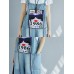 Women Casual Sleeveless Strappy Print Denim Jumpsuit Women Casual Sleeveless Strappy Print Denim Jumpsuit