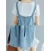 Women Casual Sleeveless Strappy Print Denim Jumpsuit Women Casual Sleeveless Strappy Print Denim Jumpsuit