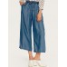 Women Elastic Wasit Pockets Wide Leg Jeans Women Elastic Wasit Pockets Wide Leg Jeans