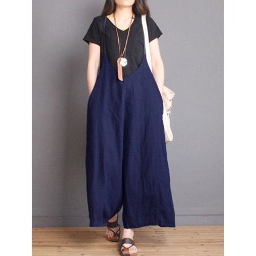 Wide Leg Women Casual Solid Color Spaghetti Strap Jumpsuit Wide Leg Women Casual Solid Color Spaghetti Strap Jumpsuit