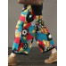Women Floral Print Elastic Waist Thicken Cotton Vintage Pants Women Floral Print Elastic Waist Thicken Cotton Vintage Pants