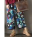 Women Floral Print Elastic Waist Thicken Cotton Vintage Pants Women Floral Print Elastic Waist Thicken Cotton Vintage Pants