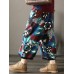 Women Floral Print Elastic Waist Thicken Cotton Vintage Pants Women Floral Print Elastic Waist Thicken Cotton Vintage Pants