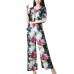 Women Casual Floral Print T-shirt Wide Leg Pants Two Pieces Set Women Casual Floral Print T-shirt Wide Leg Pants Two Pieces Set