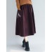 Embroidery Elastic Waist Loose Hem Corduroy Skirts with Pocket