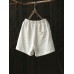 Women Casual Cotton Linen Plain Elastic Waist Shorts Women Casual Cotton Linen Plain Elastic Waist Shorts