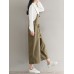 Vintage Women Loose Cototn Linen Elastic Waist Wide Leg Jumpsuit Vintage Women Loose Cototn Linen Elastic Waist Wide Leg Jumpsuit