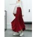 Women Solid Color Irregular Hem Elastic Waist Skirts