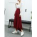 Women Solid Color Irregular Hem Elastic Waist Skirts
