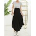 Women Solid Color Irregular Hem Elastic Waist Skirts