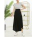 Women Solid Color Irregular Hem Elastic Waist Skirts