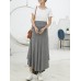 Women Solid Color Irregular Hem Elastic Waist Skirts