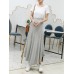 Women Solid Color Irregular Hem Elastic Waist Skirts