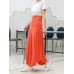 Women Solid Color Irregular Hem Elastic Waist Skirts