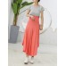 Women Solid Color Irregular Hem Elastic Waist Skirts