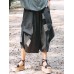 Women Elastic Waist Cotton Linen Irregular Patchwork Pants Women Elastic Waist Cotton Linen Irregular Patchwork Pants