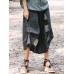 Women Elastic Waist Cotton Linen Irregular Patchwork Pants Women Elastic Waist Cotton Linen Irregular Patchwork Pants