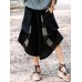 Women Elastic Waist Cotton Linen Irregular Patchwork Pants Women Elastic Waist Cotton Linen Irregular Patchwork Pants