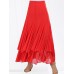 Women Solid Color Layer Irregular Hem Elastic Waist Skirts Women Solid Color Layer Irregular Hem Elastic Waist Skirts