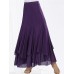 Women Solid Color Layer Irregular Hem Elastic Waist Skirts Women Solid Color Layer Irregular Hem Elastic Waist Skirts