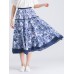 Floral Printed Elastic Waist Midi Swing Skirt For Women