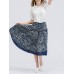 Floral Printed Elastic Waist Midi Swing Skirt For Women
