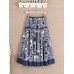Floral Printed Elastic Waist Midi Swing Skirt For Women