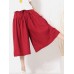 Wide Leg Women Pure Color Cotton Linen Elastic Waist Pants Wide Leg Women Pure Color Cotton Linen Elastic Waist Pants
