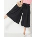 Wide Leg Women Pure Color Cotton Linen Elastic Waist Pants Wide Leg Women Pure Color Cotton Linen Elastic Waist Pants
