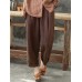 Women Cotton Pockets Elastic Waist Solid Pants Women Cotton Pockets Elastic Waist Solid Pants