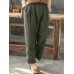 Women Cotton Pockets Elastic Waist Solid Pants Women Cotton Pockets Elastic Waist Solid Pants