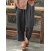 Women Cotton Pockets Elastic Waist Solid Pants Women Cotton Pockets Elastic Waist Solid Pants