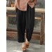 Women Cotton Pockets Elastic Waist Solid Pants Women Cotton Pockets Elastic Waist Solid Pants