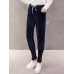 Women Pure Color Drawstring Waist Thicken Velvet Harem Pants Women Pure Color Drawstring Waist Thicken Velvet Harem Pants