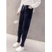 Women Pure Color Drawstring Waist Thicken Velvet Harem Pants Women Pure Color Drawstring Waist Thicken Velvet Harem Pants
